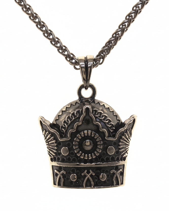 Persian Pahlavi Crown (Taj) Necklace in 925 Sterling Silver