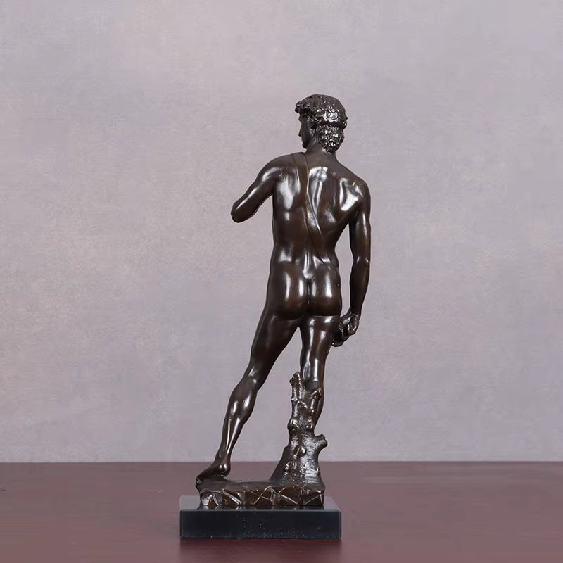 Michelangelo David Bronzestatue Replik mit Marmorsockel – Berühmte Davidskulptur Figur Heim- und Bürodekoration