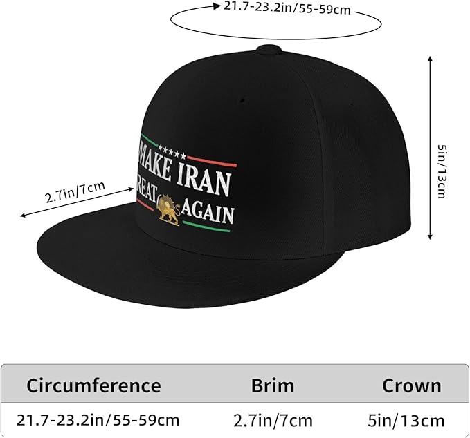 MIGA Flat Bill Snapback Hat – Make Iran Great Again Cap voor mannen en vrouwen | Zwarte streetwear van LevarJewelz