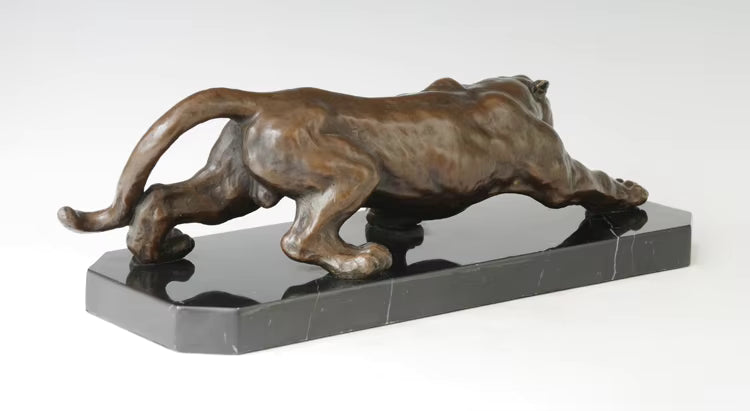 Bronzeskulptur Gepard Leopard – Echte Bronze Tierstatue für Heim- und Büroschreibtischdekoration