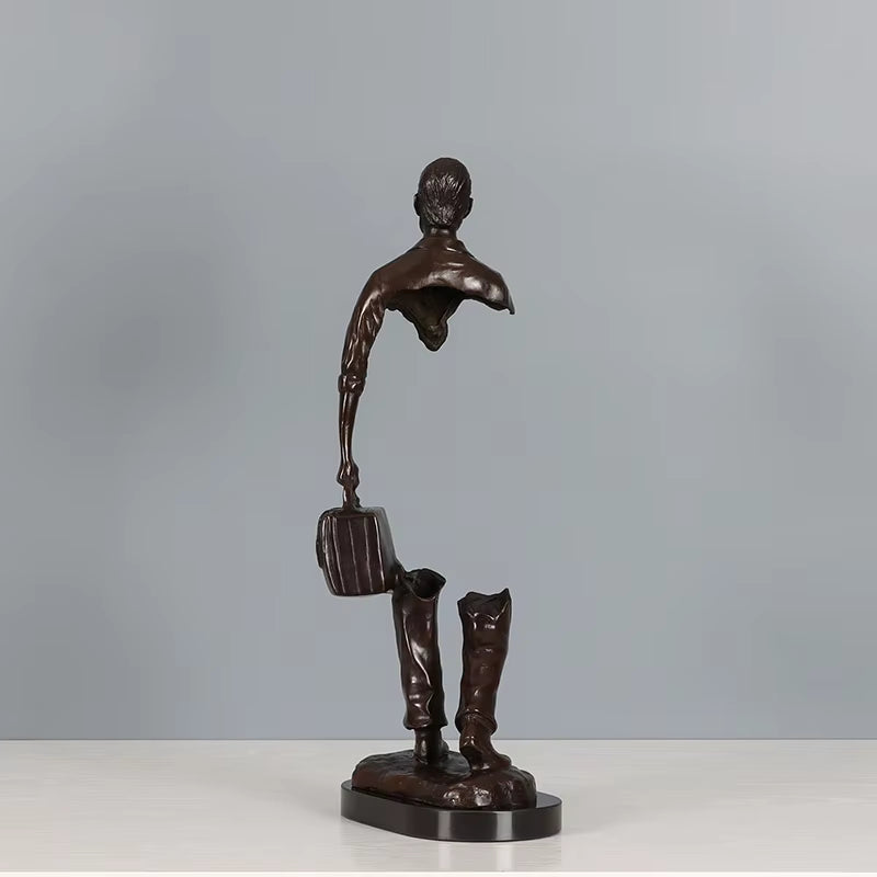 Reisender-Mann-Statue aus Bronze – Abstrakte Skulptur eines fehlenden Mannes für Zuhause, Büro, Dekoration