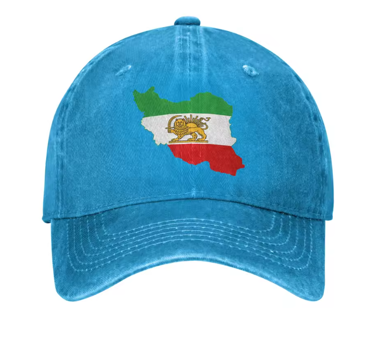 Adjustable Cotton Baseball Cap with Iran Map and Lion & Sun Emblem – Unisex Persian Streetwear Hat | LevarJewelz