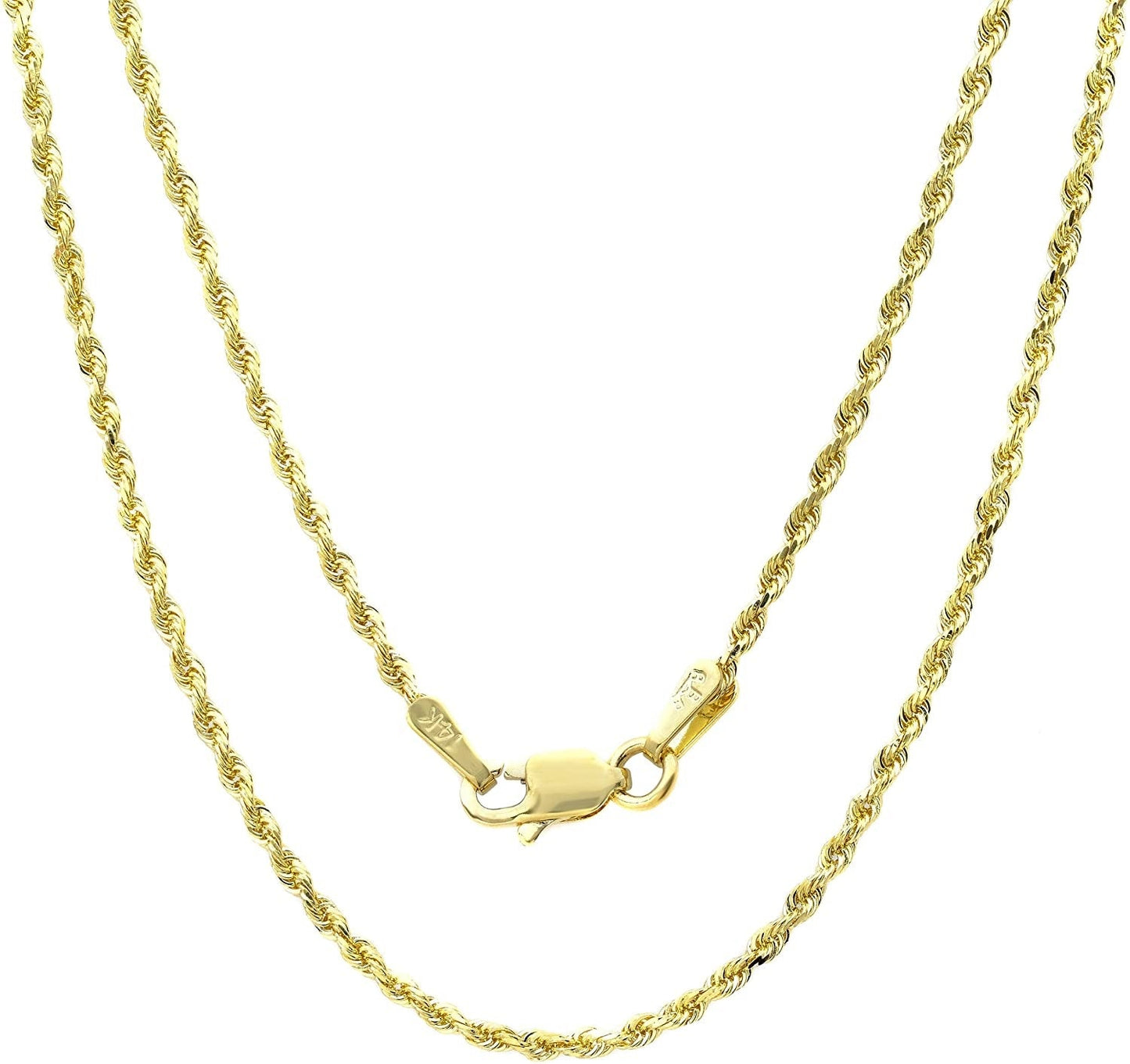 14 Karat Gold-Kordelkette für Männer und Frauen – Elegante, hohle 1,5 mm Gelbgoldkette von LevarJewelz (16"-24")