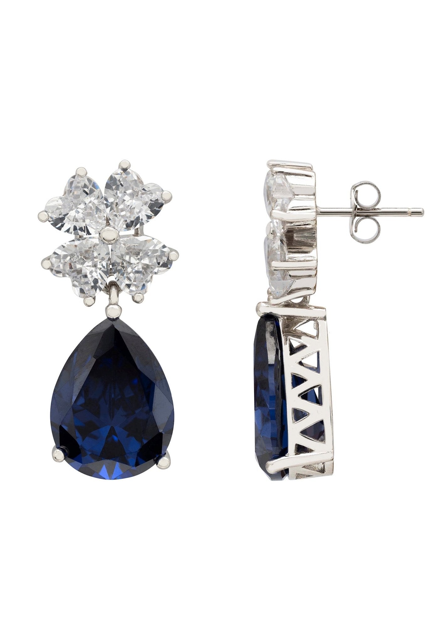 Victoria Teardrop Tansanit Ohrringe aus 925 Sterling Silber | Simulierte Diamanten | Eleganter Schmuck von LevarJewelz