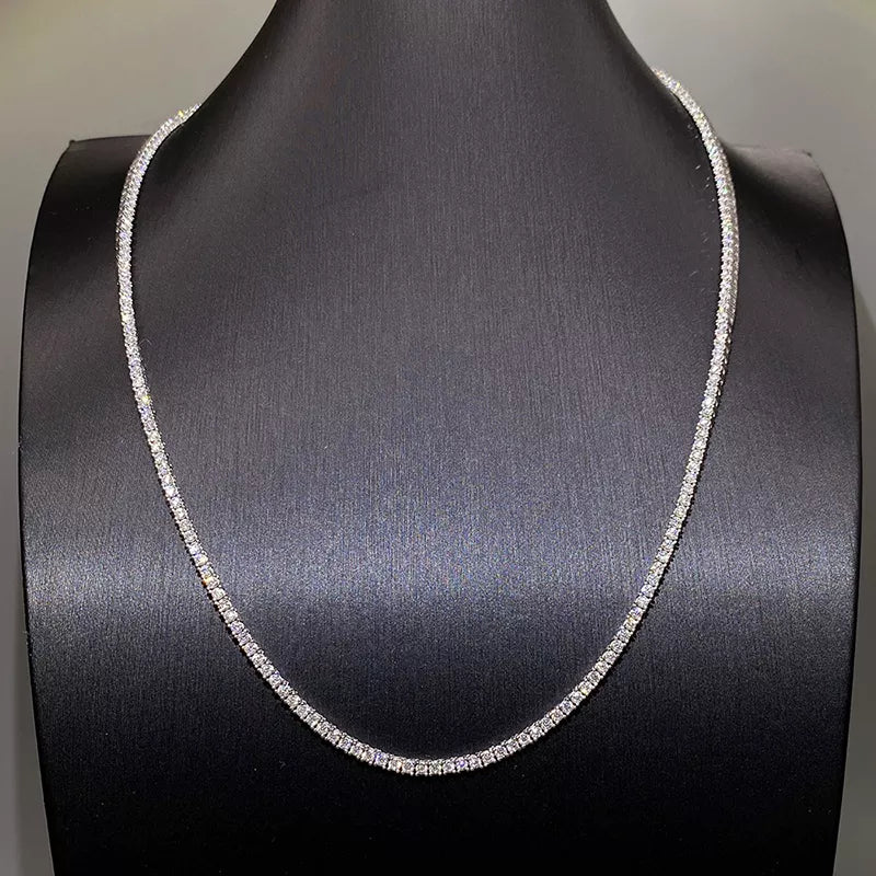 Moissanit-Tenniskette, 925er Sterlingsilber, 2 mm runde Steine, Unisex, Hiphop/Rock-Stil von LevarJewelz
