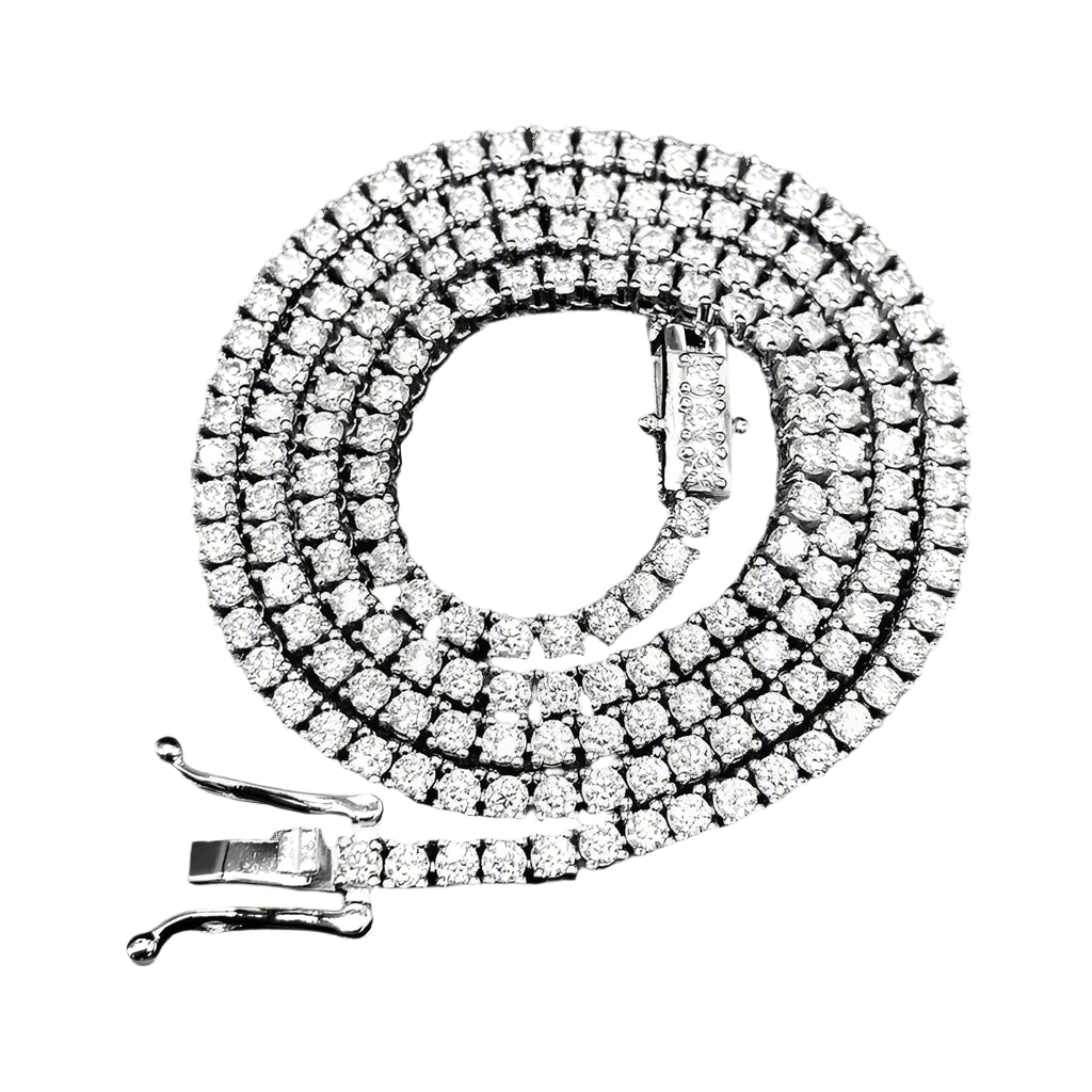 Moissanit-Tenniskette, 925er Sterlingsilber, 2 mm runde Steine, Unisex, Hiphop/Rock-Stil von LevarJewelz