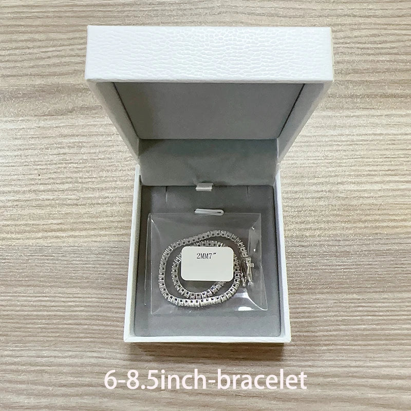 Moissanit-Tenniskette, 925er Sterlingsilber, 2 mm runde Steine, Unisex, Hiphop/Rock-Stil von LevarJewelz