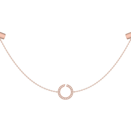 Avani Skyline Geometric Layered Diamond Necklace in 14K Rose Gold Vermeil - Luxury Jewelry by LevarJewelz