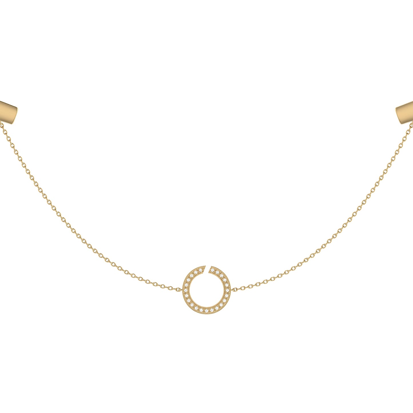 Avani Skyline geometrische mehrlagige Diamant-Halskette in 14 Karat Gelbgold von LevarJewelz – eleganter Luxusschmuck