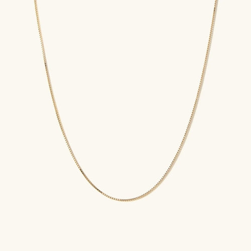 Schmale Baby-Box-Kette aus 14 Karat Gold für Männer und Frauen (0,7 mm, 16–24 Zoll) – Luxusschmuck von LevarJewelz