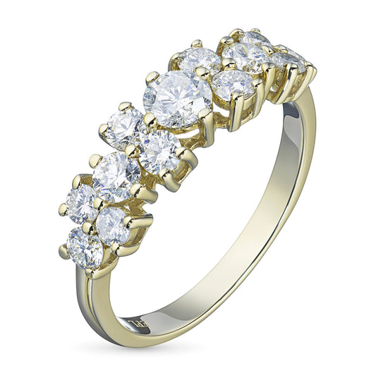 14K Yellow Gold Ring with 13 Round-Cut Lab-Created Diamonds – 1.33 CT.TW – Luxury Jewelry by LevarJewelz