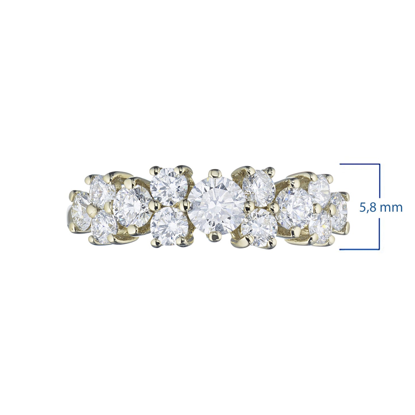 14K Yellow Gold Ring with 13 Round-Cut Lab-Created Diamonds – 1.33 CT.TW – Luxury Jewelry by LevarJewelz