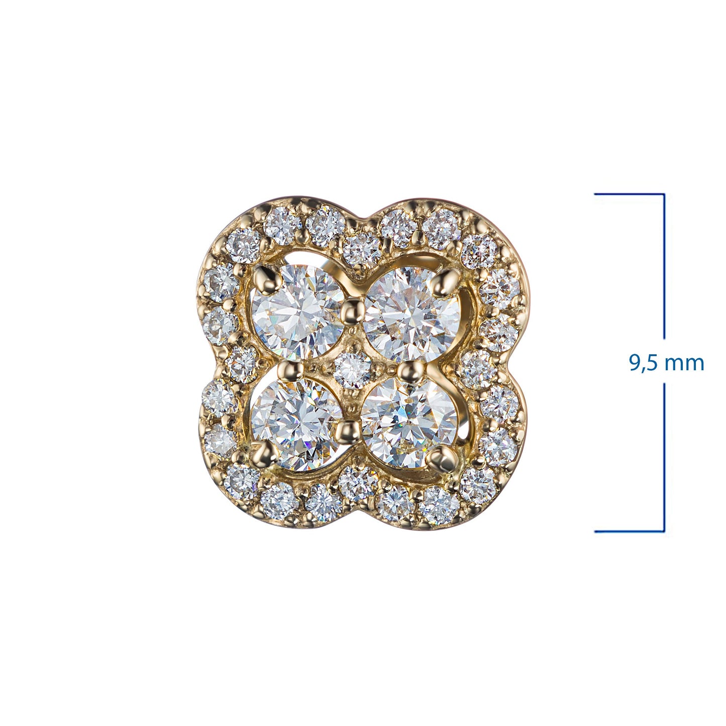 14K Yellow Gold Earring Studs with 58 Round-Cut Diamonds - Luxury Jewelry by LevarJewelz