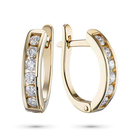14K Yellow Gold Earrings with 12 Round-Cut Lab-Created Diamonds - Luxury Jewelry by LevarJewelz