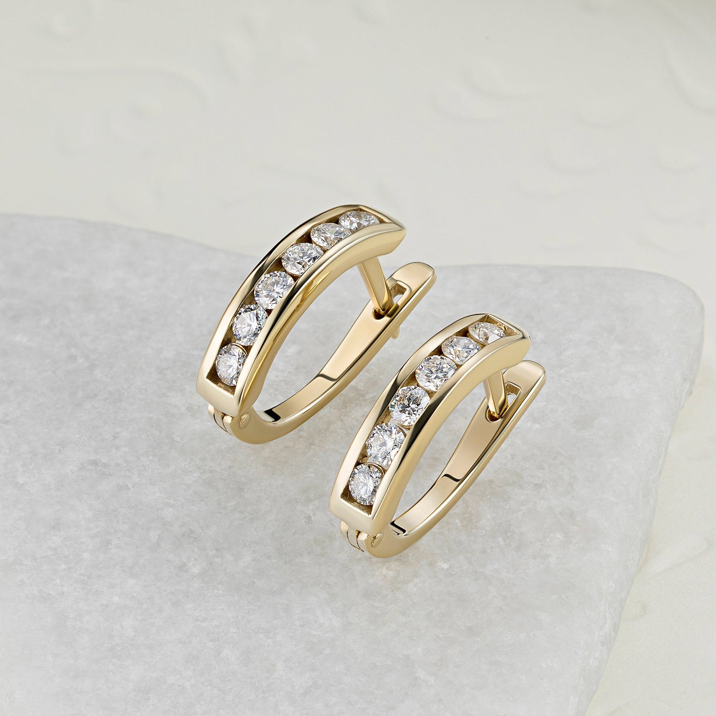 14K Yellow Gold Earrings with 12 Round-Cut Lab-Created Diamonds - Luxury Jewelry by LevarJewelz