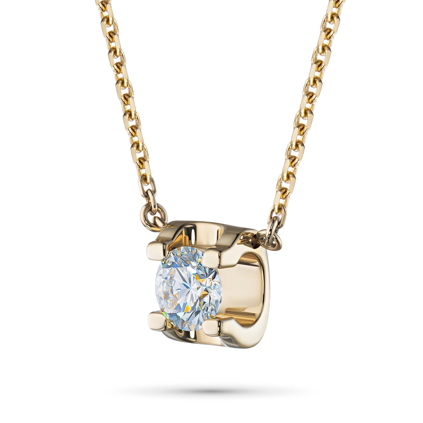 14K Yellow Gold Necklace with Round-Cut Diamond - Elegant Luxury Jewelry by LevarJewelz