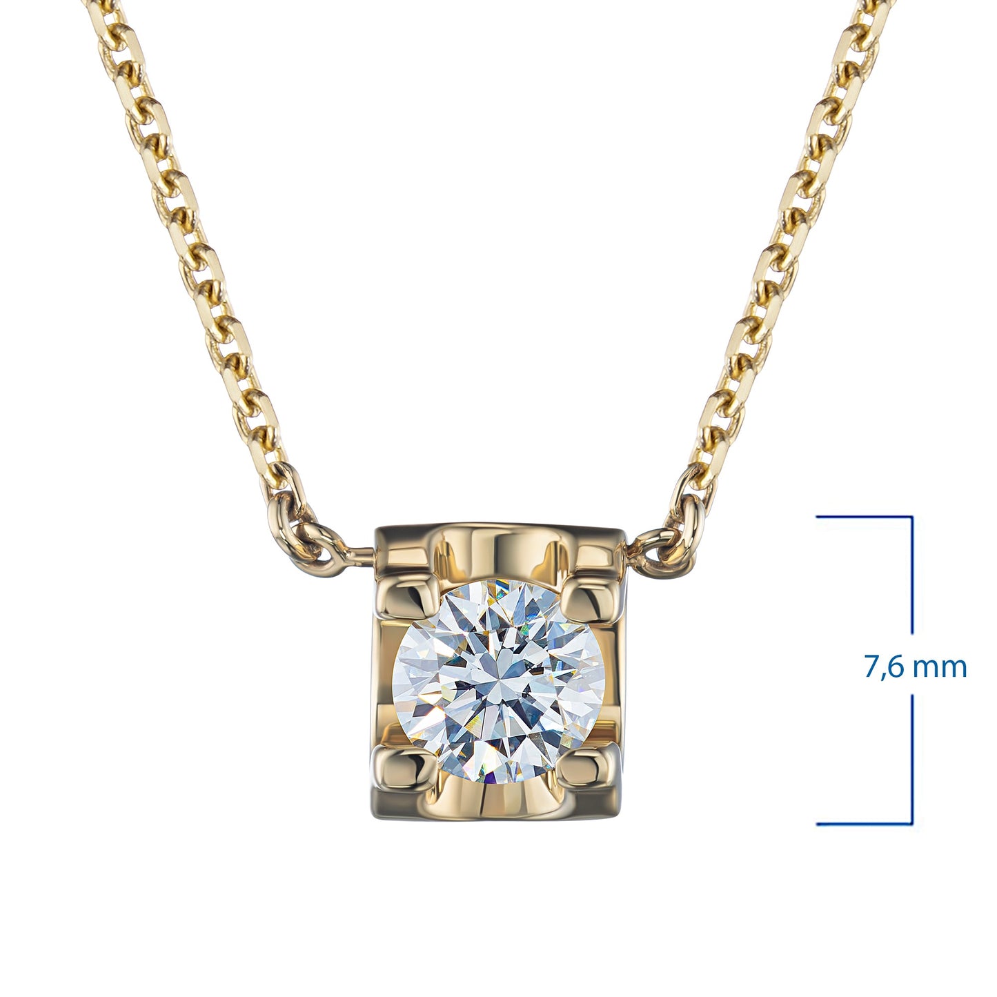 14K Yellow Gold Necklace with Round-Cut Diamond - Elegant Luxury Jewelry by LevarJewelz