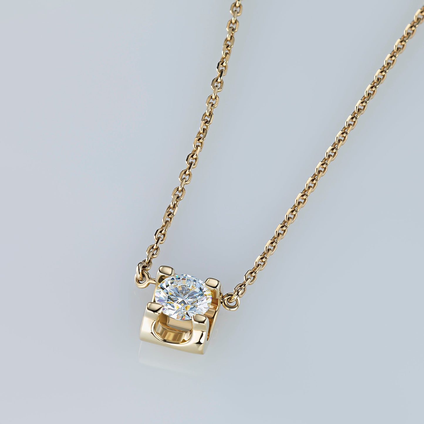 14K Yellow Gold Necklace with Round-Cut Diamond - Elegant Luxury Jewelry by LevarJewelz