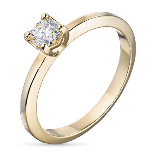 14K Yellow Gold Ring with 0.364 CT.TW Round-Cut Lab-Created Diamond - Luxury Jewelry by LevarJewelz
