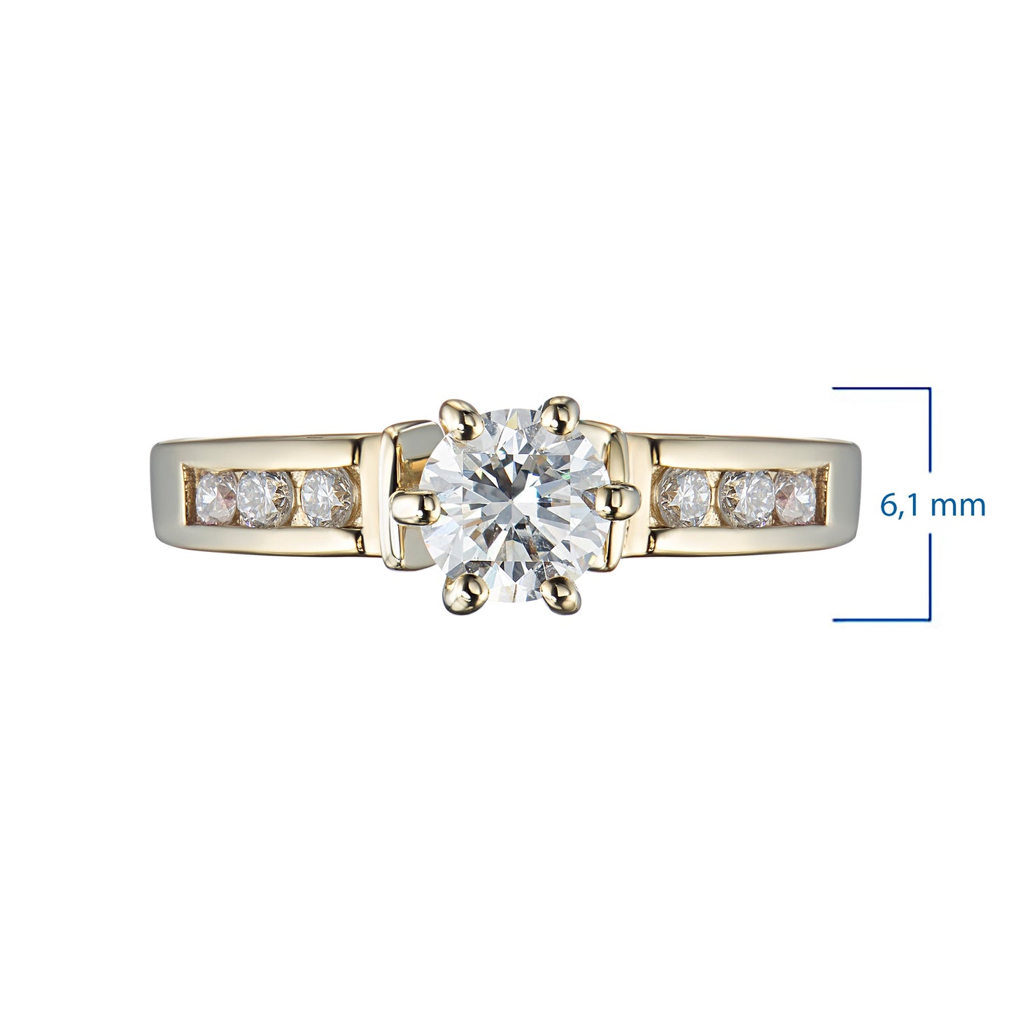 Ring aus 14 Karat Gelbgold mit 7 im Labor hergestellten Diamanten im Rundschliff – 0,826 CT.TW – Luxusschmuck von LevarJewelz