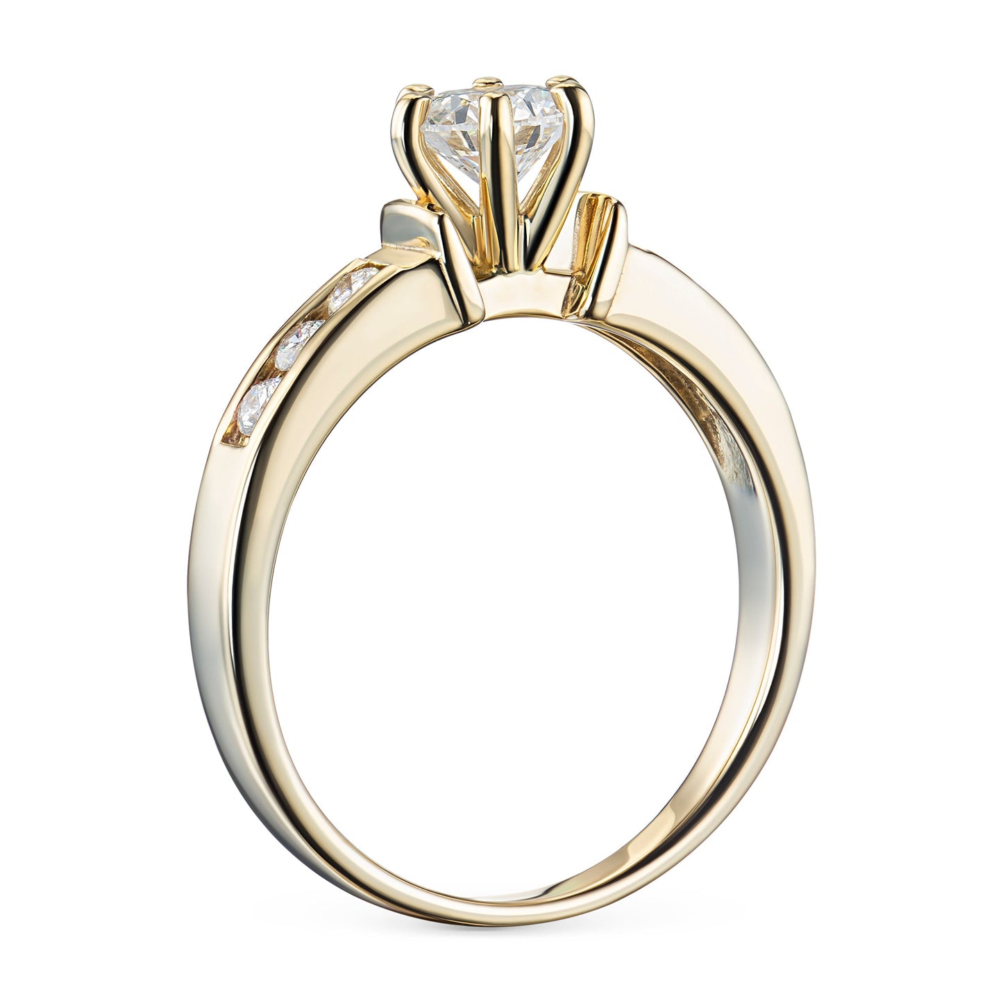 Ring aus 14 Karat Gelbgold mit 7 im Labor hergestellten Diamanten im Rundschliff – 0,826 CT.TW – Luxusschmuck von LevarJewelz