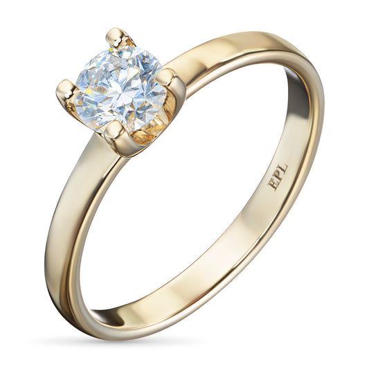 14K Yellow Gold Ring with 0.53 CT.TW Round-Cut Diamond - Luxury Jewelry by LevarJewelz
