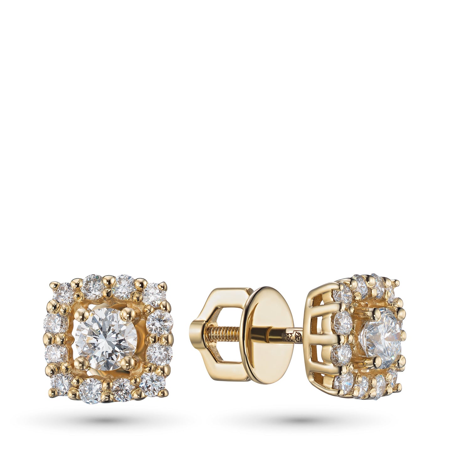 14K Yellow Gold Earring Studs with 26 Round-Cut Diamonds – Luxury Jewelry by LevarJewelz