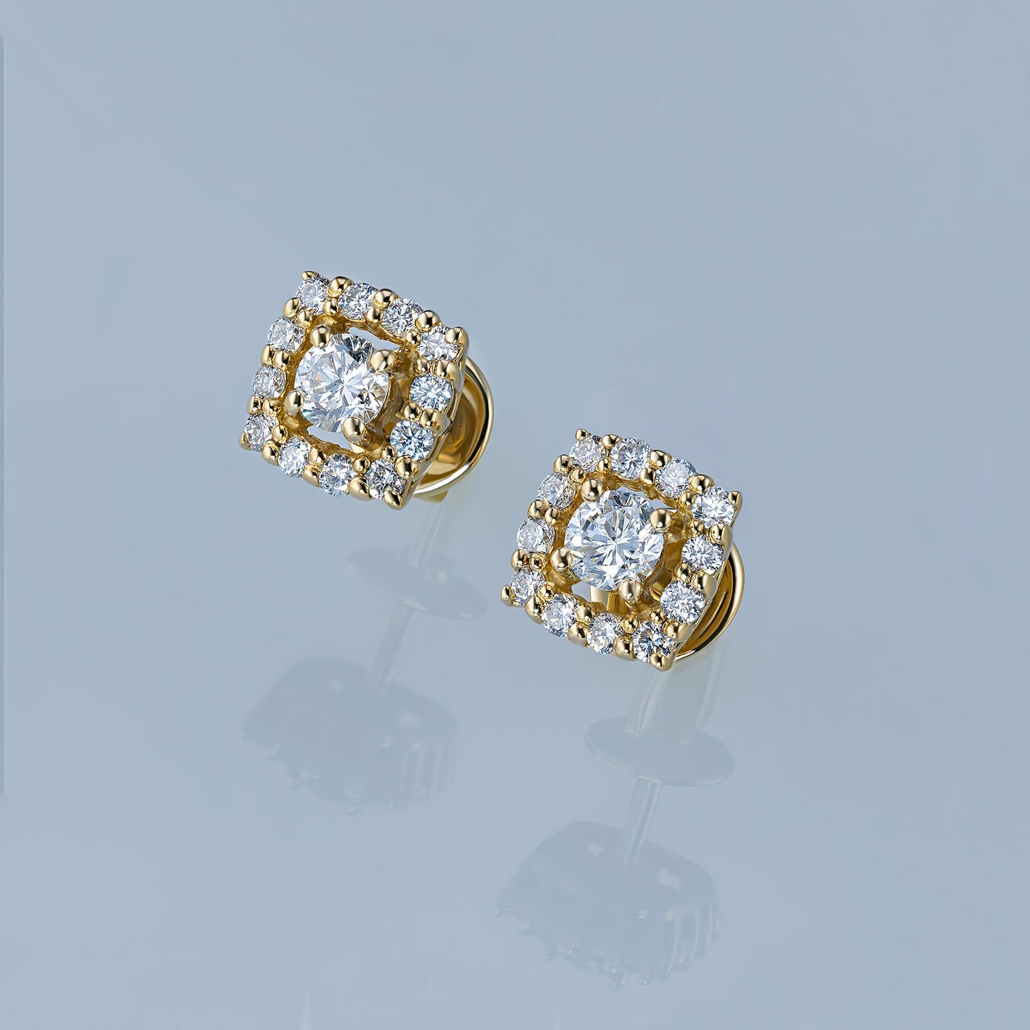 14K Yellow Gold Earring Studs with 26 Round-Cut Diamonds – Luxury Jewelry by LevarJewelz