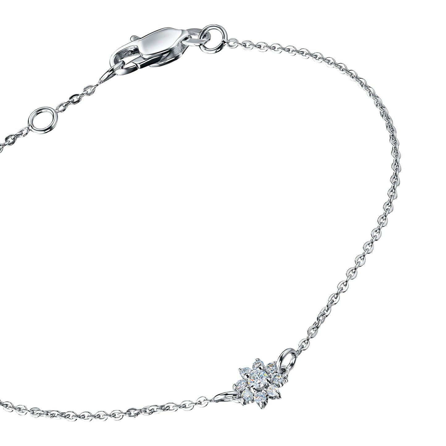 Luxury Sterling Silver Bracelet with 9 Round-Cut Lab-Created Diamonds 0.152 Carats by LevarJewelz