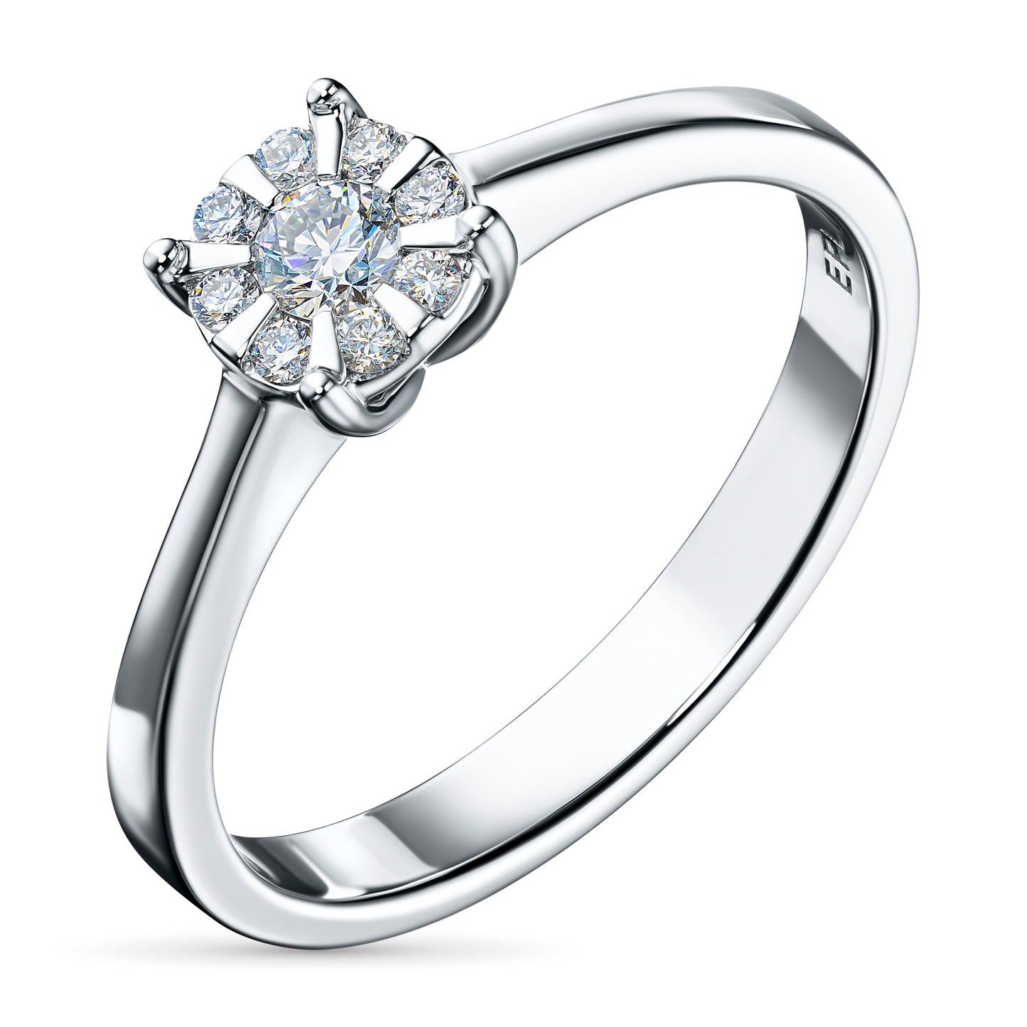 Sterling Silver Ring with 9 Round-Cut Diamonds, 0.175 CT.TW – Elegant Luxury Jewelry by LevarJewelz
