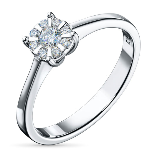 Sterling Silver Ring with 9 Round-Cut Diamonds, 0.175 CT.TW – Elegant Luxury Jewelry by LevarJewelz