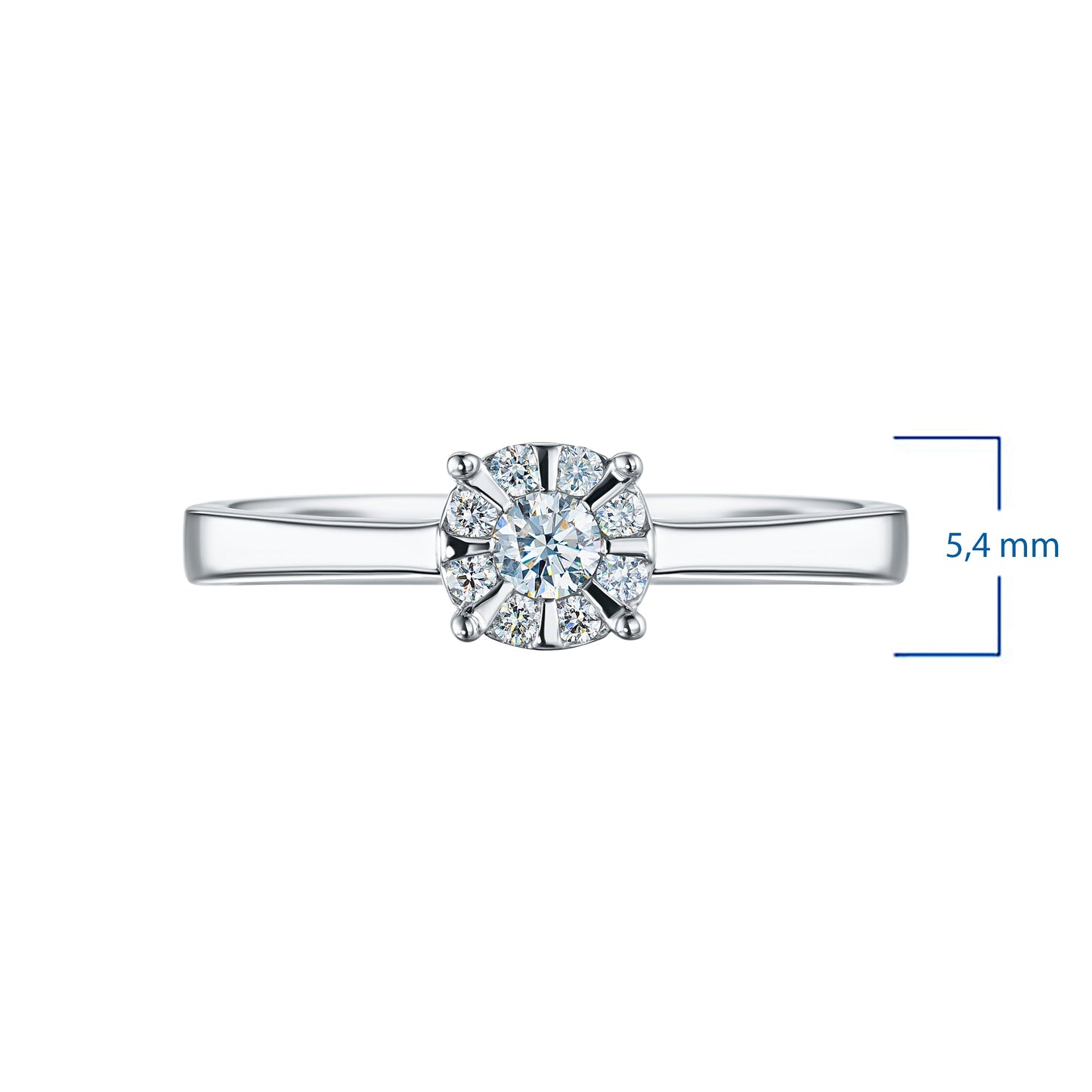Sterling Silver Ring with 9 Round-Cut Diamonds, 0.175 CT.TW – Elegant Luxury Jewelry by LevarJewelz