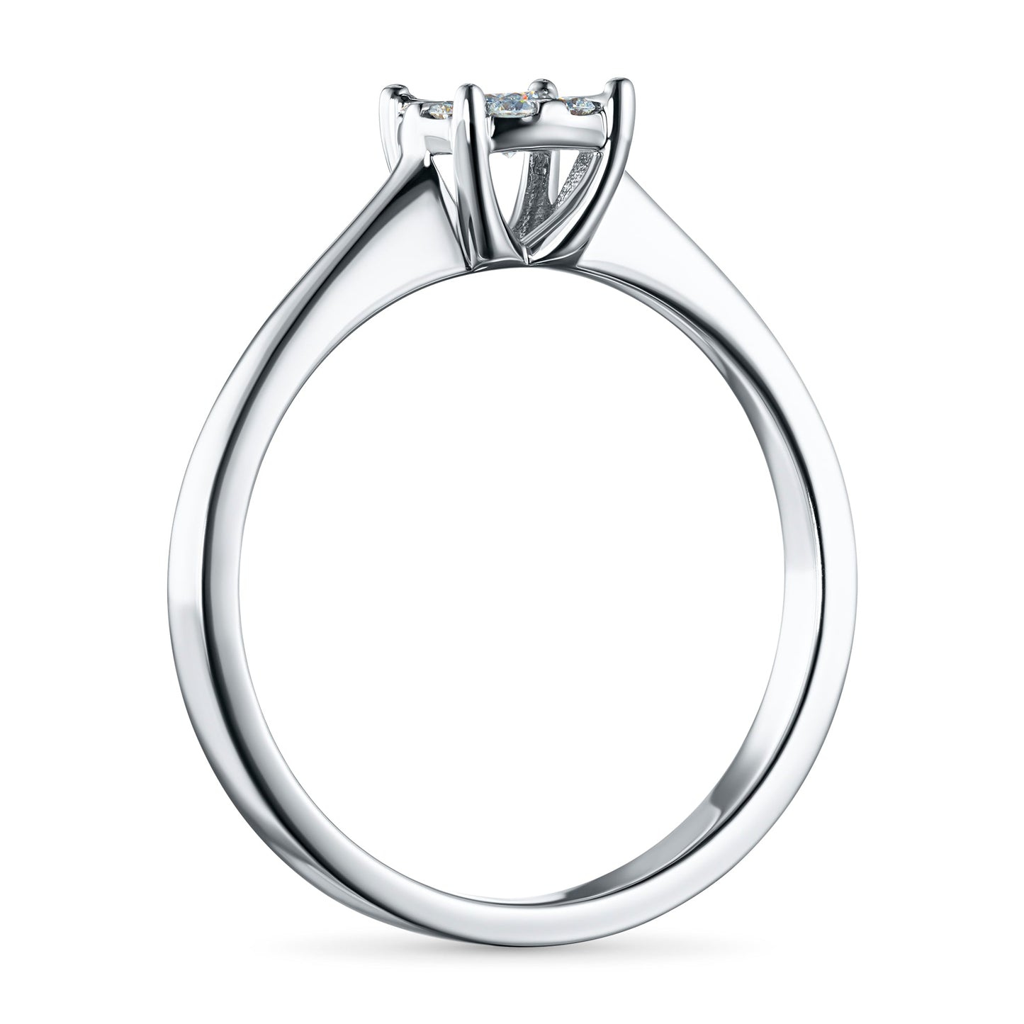 Sterling Silver Ring with 9 Round-Cut Diamonds, 0.175 CT.TW – Elegant Luxury Jewelry by LevarJewelz