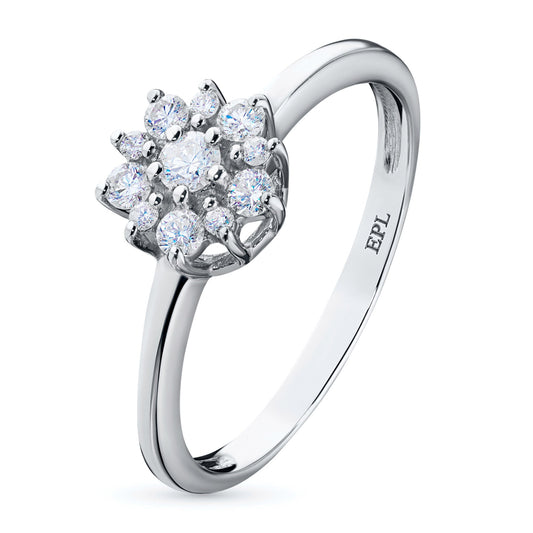 Sterling Silver Ring with 11 Round-Cut Lab-Created Diamonds 0.25 CT.TW - Luxury Jewelry for Women by LevarJewelz