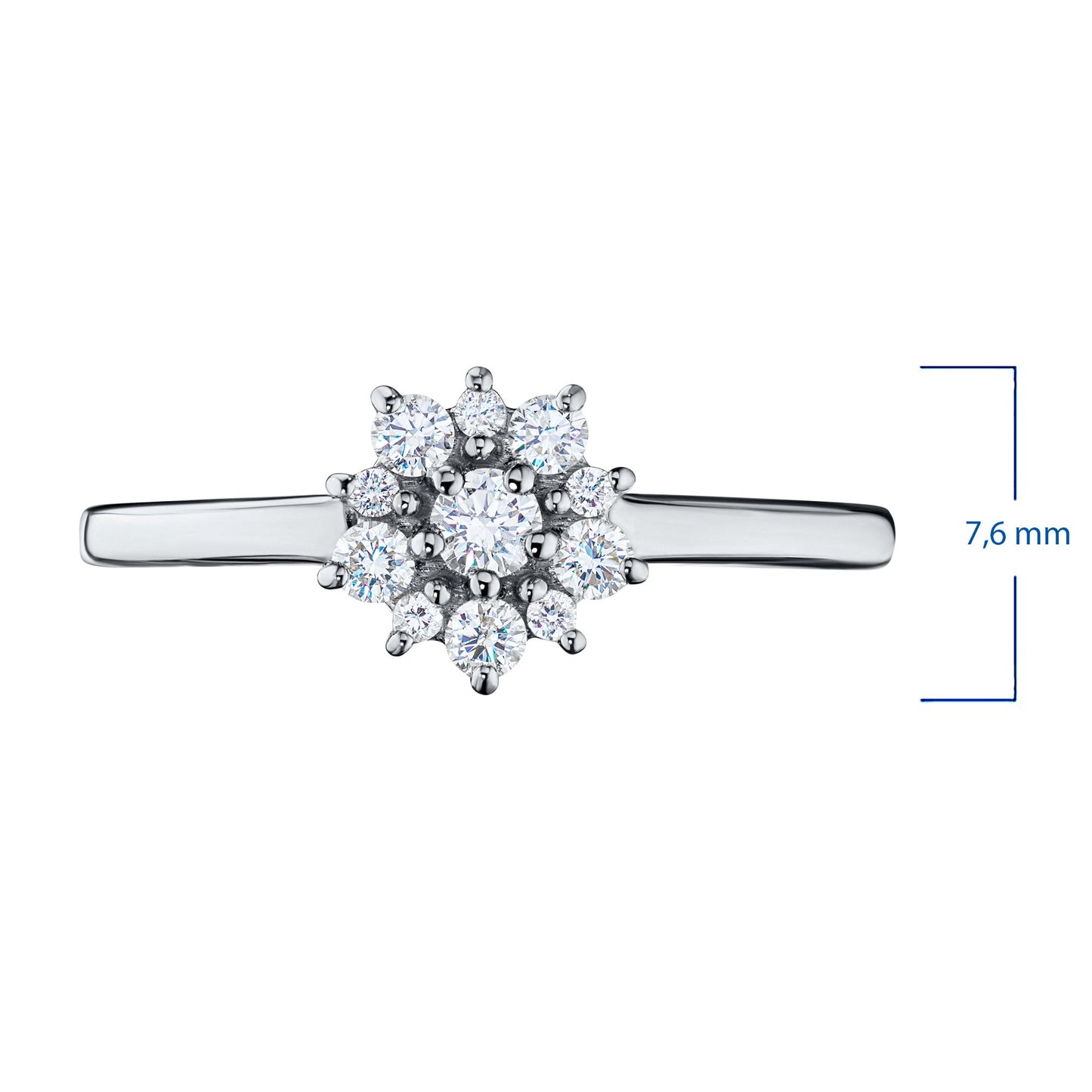 Sterling Silver Ring with 11 Round-Cut Lab-Created Diamonds 0.25 CT.TW - Luxury Jewelry for Women by LevarJewelz