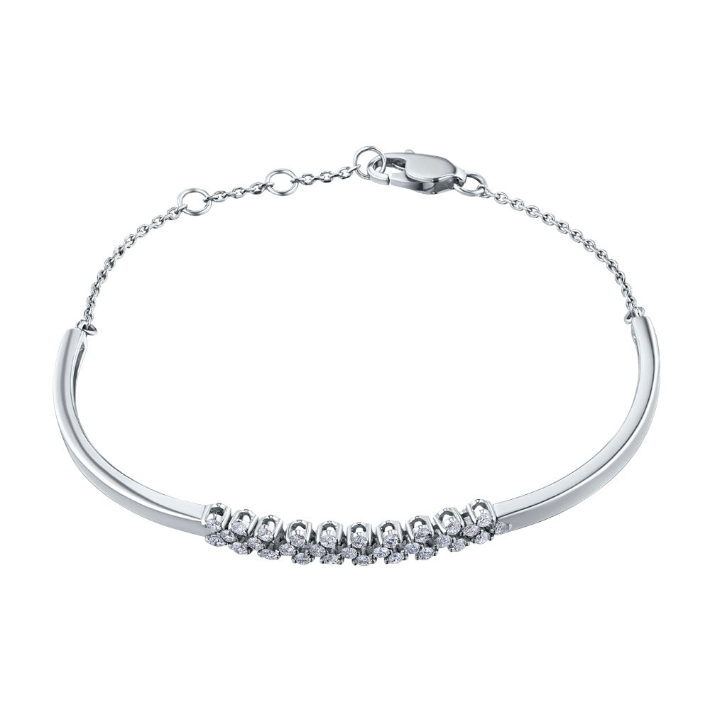 14K White Gold Bracelet with 28 Round-Cut Diamonds - Elegant Luxury Jewelry for Women by LevarJewelz