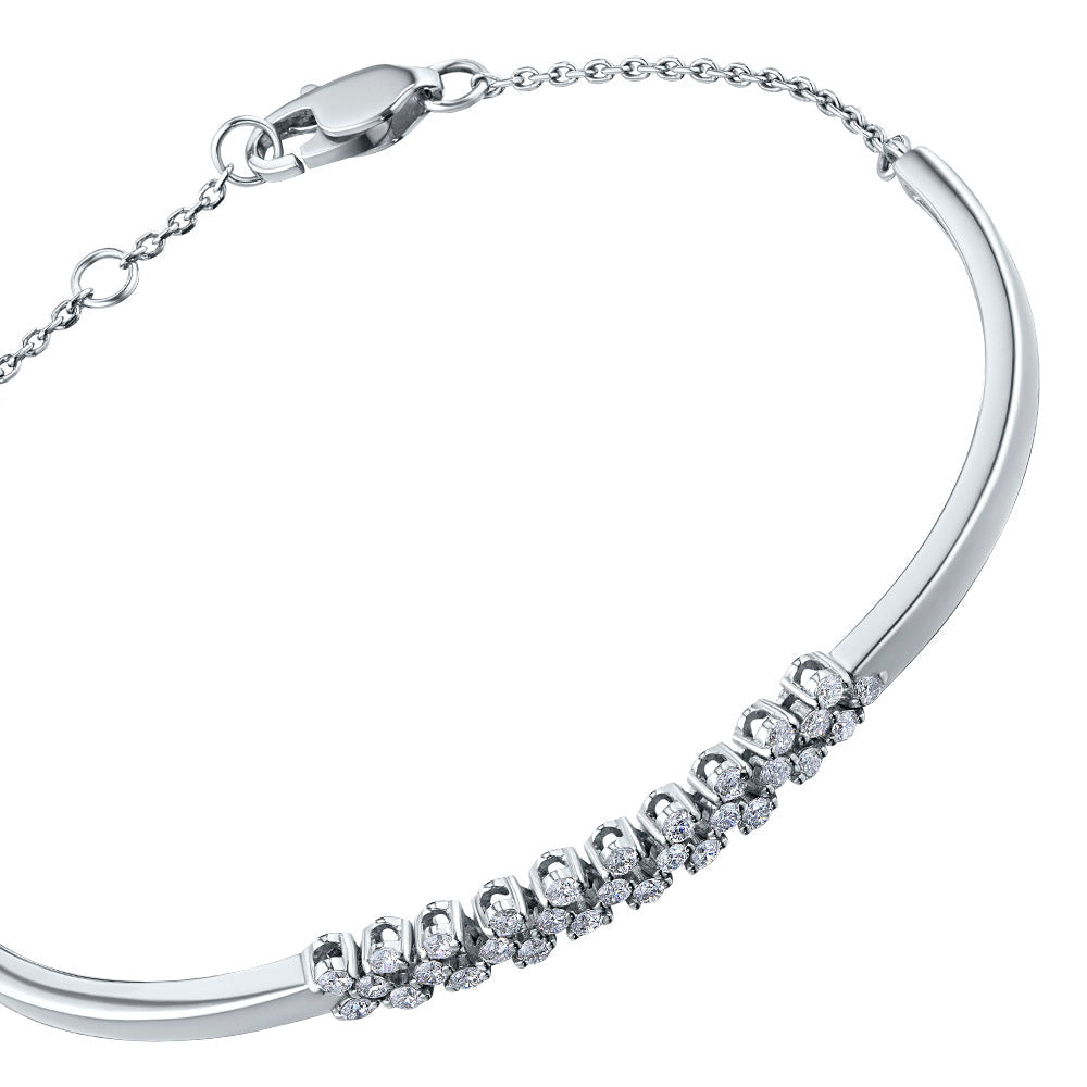 14K White Gold Bracelet with 28 Round-Cut Diamonds - Elegant Luxury Jewelry for Women by LevarJewelz