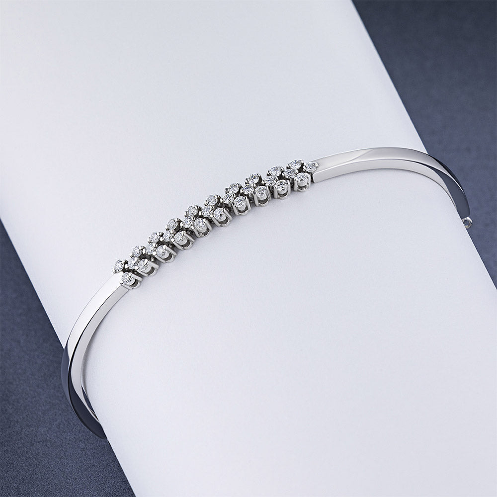 14K White Gold Bracelet with 28 Round-Cut Diamonds - Elegant Luxury Jewelry for Women by LevarJewelz