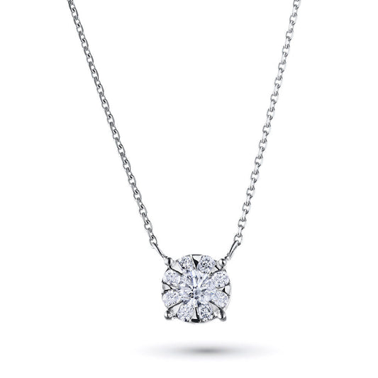 Sterling Silver Necklace with 9 Round-Cut Lab-Created Diamonds - Luxury Jewelry by Levar Jewelz
