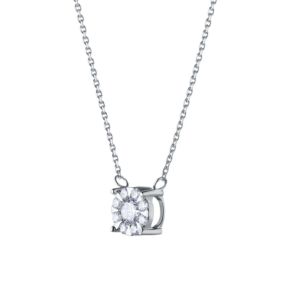 Sterling Silver Necklace with 9 Round-Cut Lab-Created Diamonds - Luxury Jewelry by Levar Jewelz