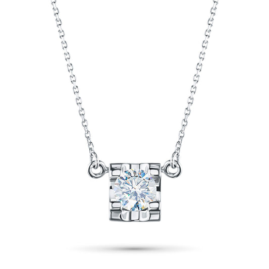 Sterling Silver Necklace with Round-Cut Lab-Created Diamond 0.228 – Elegant Luxury Jewelry for Women by LevarJewelz