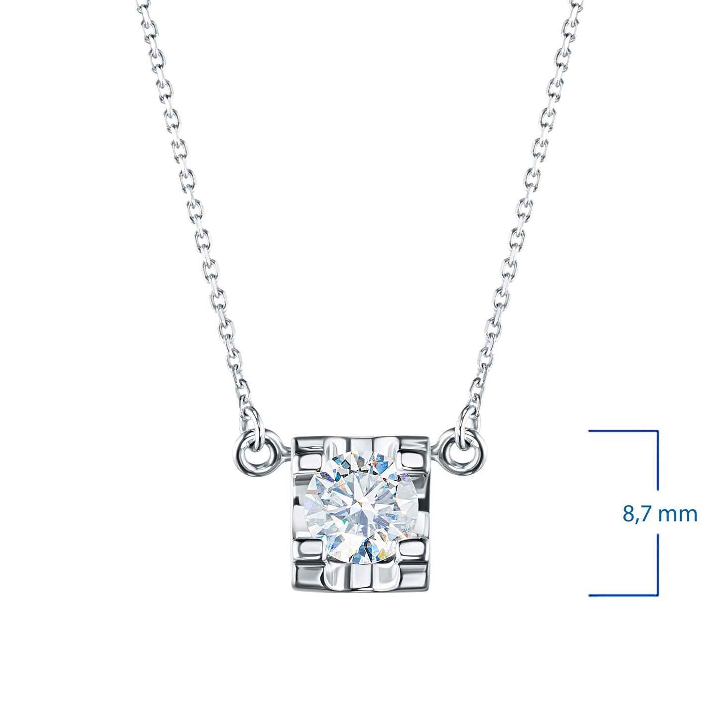 Sterling Silver Necklace with Round-Cut Lab-Created Diamond 0.228 – Elegant Luxury Jewelry for Women by LevarJewelz
