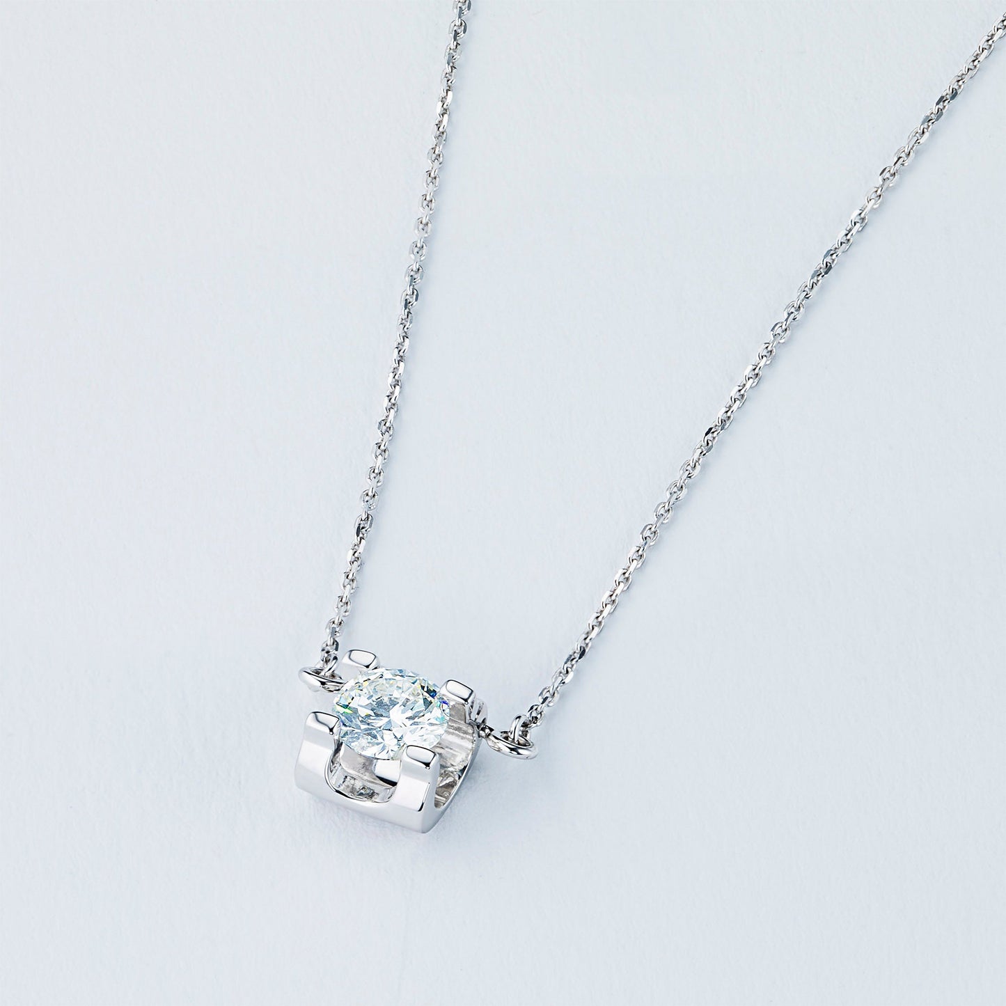 Sterling Silver Necklace with Round-Cut Lab-Created Diamond 0.228 – Elegant Luxury Jewelry for Women by LevarJewelz