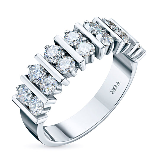 14K White Gold Ring with 14 Round-Cut Diamonds – Elegant Luxury Jewelry by LevarJewelz