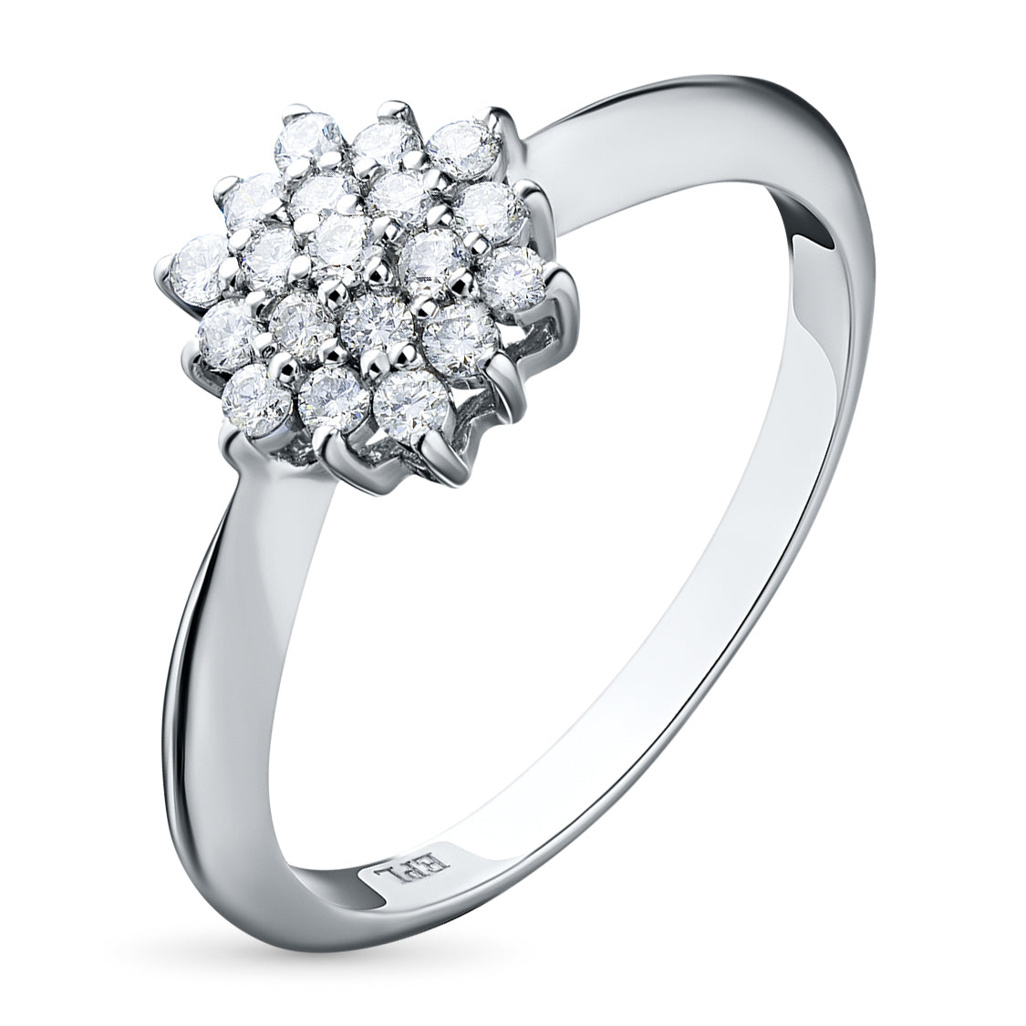 Sterling Silver Ring with 19 Round-Cut Diamonds - Elegant Luxury Jewelry for Women by LevarJewelz