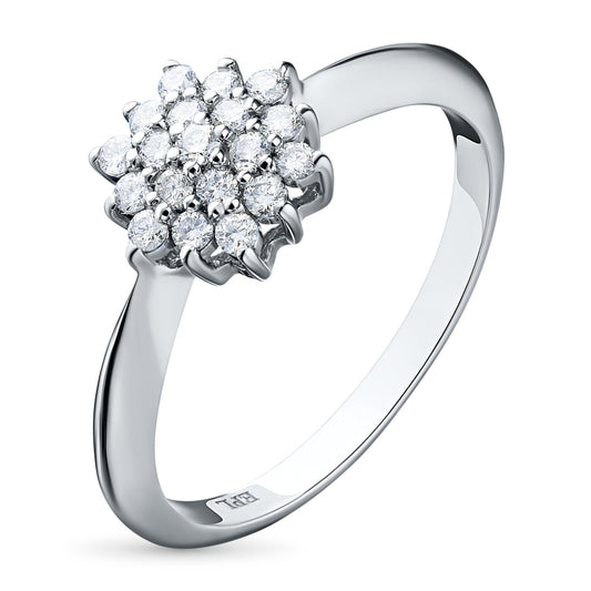 Sterling Silver Ring with 19 Round-Cut Diamonds - Elegant Luxury Jewelry for Women by LevarJewelz