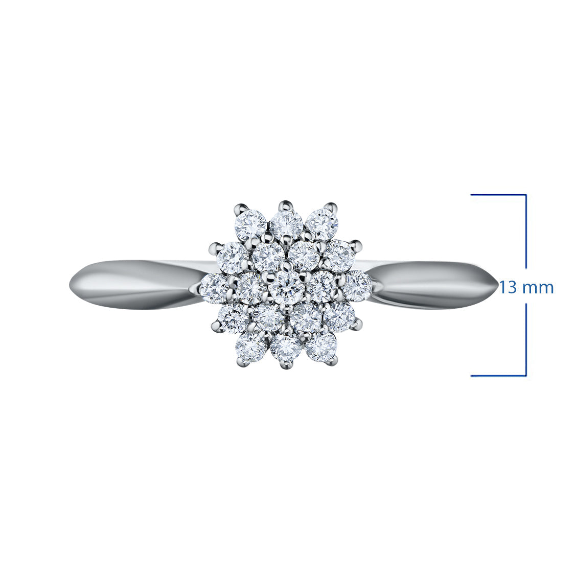 Sterling Silver Ring with 19 Round-Cut Diamonds - Elegant Luxury Jewelry for Women by LevarJewelz