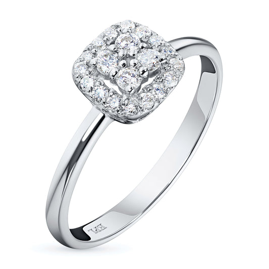 Sterling Silver Ring with 20 Round-Cut Diamonds 0.259 Carat - Luxury Jewelry by LevarJewelz