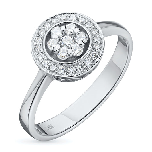 Sterling Silver Ring with 27 Round-Cut Diamonds - Elegant Luxury Jewelry for Women by LevarJewelz
