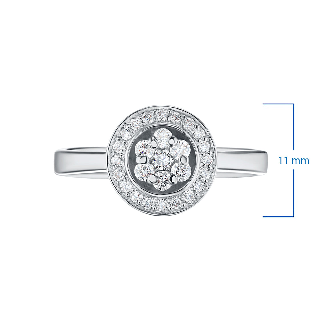 Sterling Silver Ring with 27 Round-Cut Diamonds - Elegant Luxury Jewelry for Women by LevarJewelz